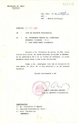 [Carta del Jefe de Gabinete Presidencial al Intendente de la Región del Libertador Bernardo O’Higgins]