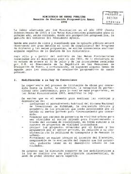Ministerio de Obras Públicas Reunión de Evaluación Pragmática Anual 1992