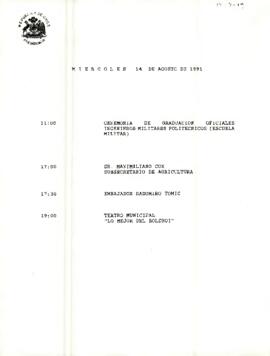 Programa Miércoles 14 de Agosto  1991