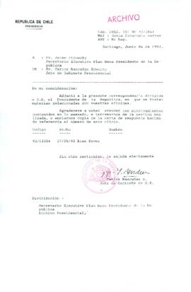 [Carta del Jefe de Gabinete de la Presidencia a Secretario Ejecutivo Plan Beca Presidente de la República]