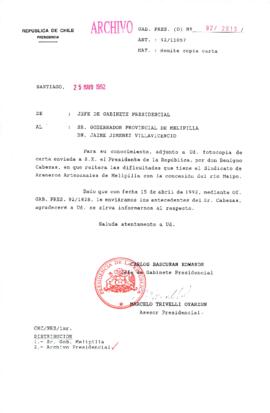 [Oficio Ord. N° 2613 de Jefe de Gabinete Presidencial, remite copia de carta]