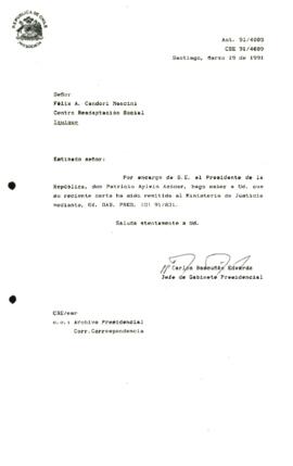carta remitida al Ministerio de Justicia mediante