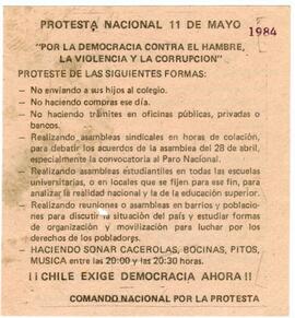 Protesta Nacional 11 de Mayo "Por la Democracia contra el hambre, la violencia y la corrupción" ¡¡Chile exige democracia ahora!!
