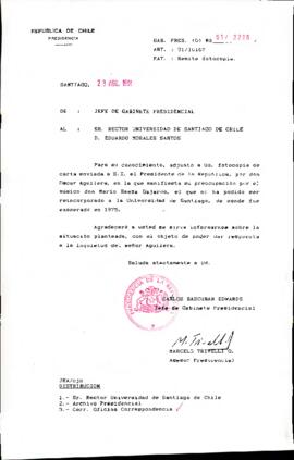 [Oficio del Jefe de Gabinete Presidencial dirigido al Rector de la Universidad de Santiago]