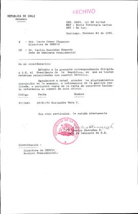 [Carta de Jefe de Gabinete de la Presidencia a Directora del SERVIU]