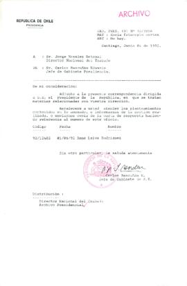 [Carta del Jefe de Gabinete de la Presidencia a Director Nacional del Trabajo]