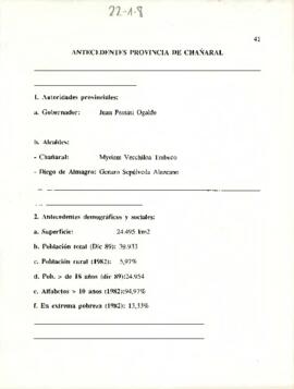 Antecedentes de Provincia de Chañaral.