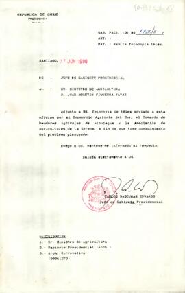 [Carta del Jefe de Gabinete Presidencial a Ministro de Agricultura, Juan Agustín Figueroa]