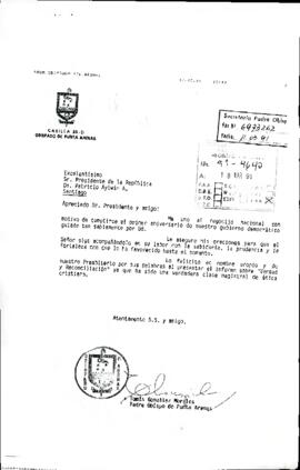 [Saludo de Obispo de Punta Arenas  al cumplirse un año de gobierno de Aylwin]