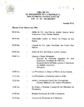 Gira de S.E. El Presidente de la República, Don Patricio Aylwin Azocar VIII-X-XI-XII Región