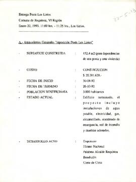 Entrega Posta Los Lirios  Comuna de Requinoa, VI Región