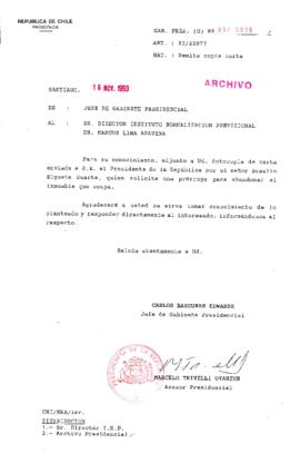 [Oficio Gab. Pres. N° 5939 de Jefe de Gabinete Presidencial, remite copia de carta que se indica]
