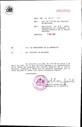Resolución de S.E. sobre designación de Consejero al Consejo Superior de la Hípica Nacional