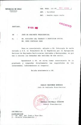 [Carta del Jefe de Gabinete de la Presidencia a Ministro del Trabajo]