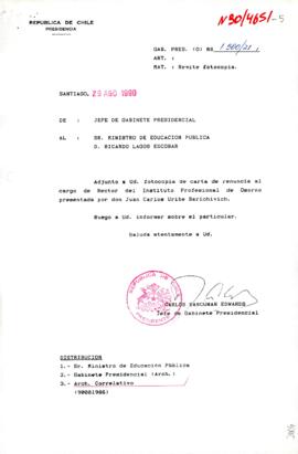 [Carta de renuncia del rector del instituto profesional de Osorno]