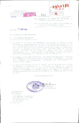 [Informa sobre proposición de no dictar el Decreto Supremo por cual se recupera para el Fisco]