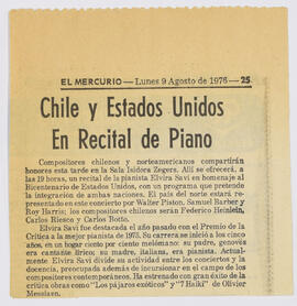 Artículo : Chile y Estados Unidos En Recital de Piano