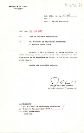 [Carta del Jefe de Gabinete Presidencial al Ministro de Relaciones Exteriores]