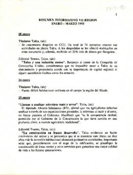Resumen informativo VII región enero-marzo 1993