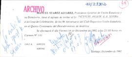 Iniviataicóncena de Celebración de los 96 Aniversario del Club Deportivo Unión Española,