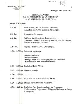 Programa Visita S.E. El Presidente de la República a la República de Argentina