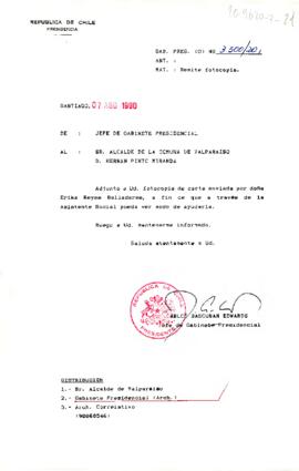 [Remite carta a Alcalde de la Comuna de Valparaíso]