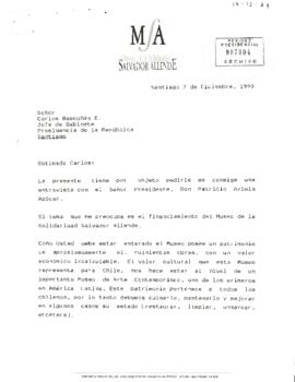 Petición de audiencia por el Museo de Solidaridad Salvador Allende en 1993