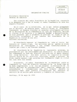 [Declaración Pública sobre entrevista del Presidente Aylwin con Comandante en Jefe Augusto Pinochet]