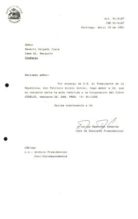 Carta remitida a la corporación del cobre CODELCO