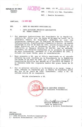 [Oficio Ord. N° 2633 de Jefe de Gabinete Presidencial, remite documento]