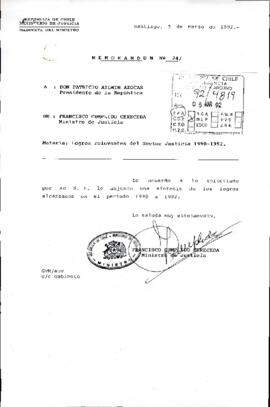 Memorandum: Logros relevantes del sector justicia 1990-1992