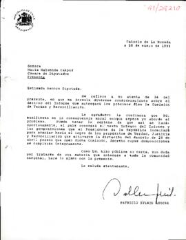 [Carta del Sr. Presidente de la República a Doña María Maluenda Campos, Cámara de Diputados]