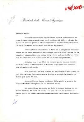 [Carta del presidente de la nación Argentina]