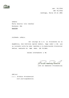 [Se remite carta a Gobernación Provincial de Chiloé]