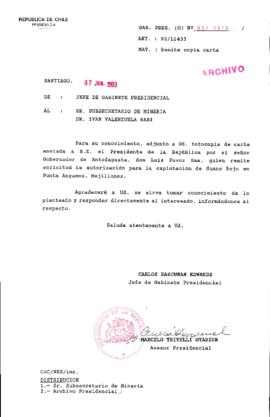 [Oficio  Gab. Pres. Ord. N° 2919 de  Jefe de Gabinete Presidencial, remite copia de carta que se indica]