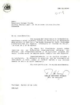 [Carta de rechazo a invitación a Seminario "La Ronda Uruguay del Gatt]