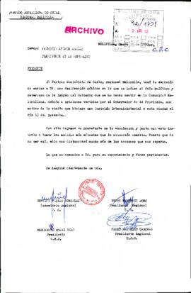 Declaración Partido Socialista de Chile, Regional Melipilla