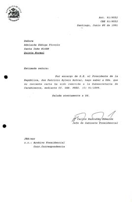 Carta remitida a la Subsecretaría de Carabineros