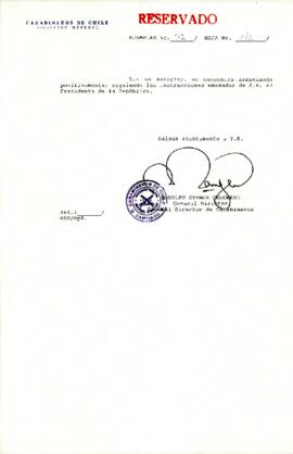 Carta de Carabineros de Chile sobre el discurso pronunciado por el General Subdirector de Carabineros durante el cambio de mando