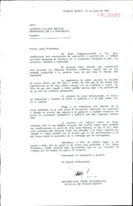 [Carta del Alcalde de Puerto Montt]