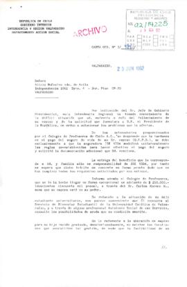 [Oficio del Intendente de la Región de Valparaíso respondiendo a solicitud de particular]