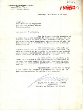 [Carta del Presidente del Consejo de Defensa del Estado, Guillermo Piedrabuena]