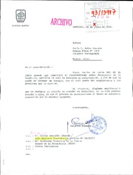 [Carta de Gerencia General del Banco del Estado de Chile por solicitud de intervención de María M...