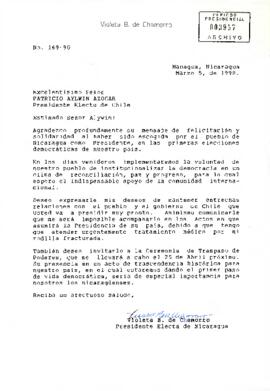 [Carta de la Presidenta de Nicaragua, Violeta Chamorro]