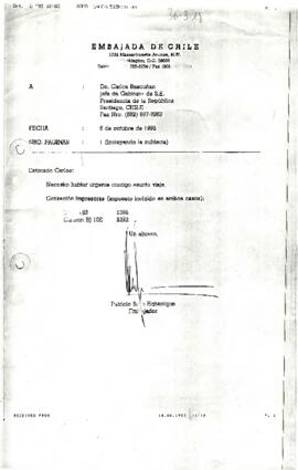 Fax del Embajador de Chile en Estados Unidos