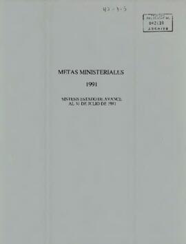 Metas misniteriales 1991 sintesis estado de avance al 31 de julio de 1991