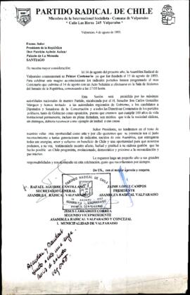 [Carta del Partido Radical de Chile de Valparaíso]