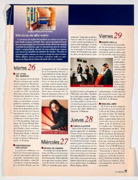Publicidad de Conciertos : Miércoles 27 Música de Cámara