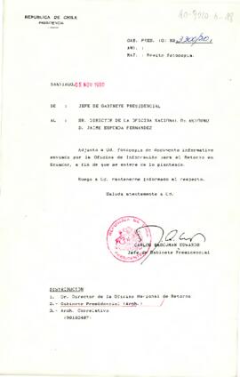 [Carta del Jefe de Gabinete Presidencial a Director de la Oficina Nacional de Retorno]