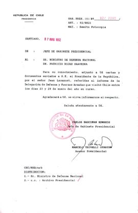 [Oficio Ord. N° 2295 de Jefe de Gabinete Presidencial, remite copia de carta]